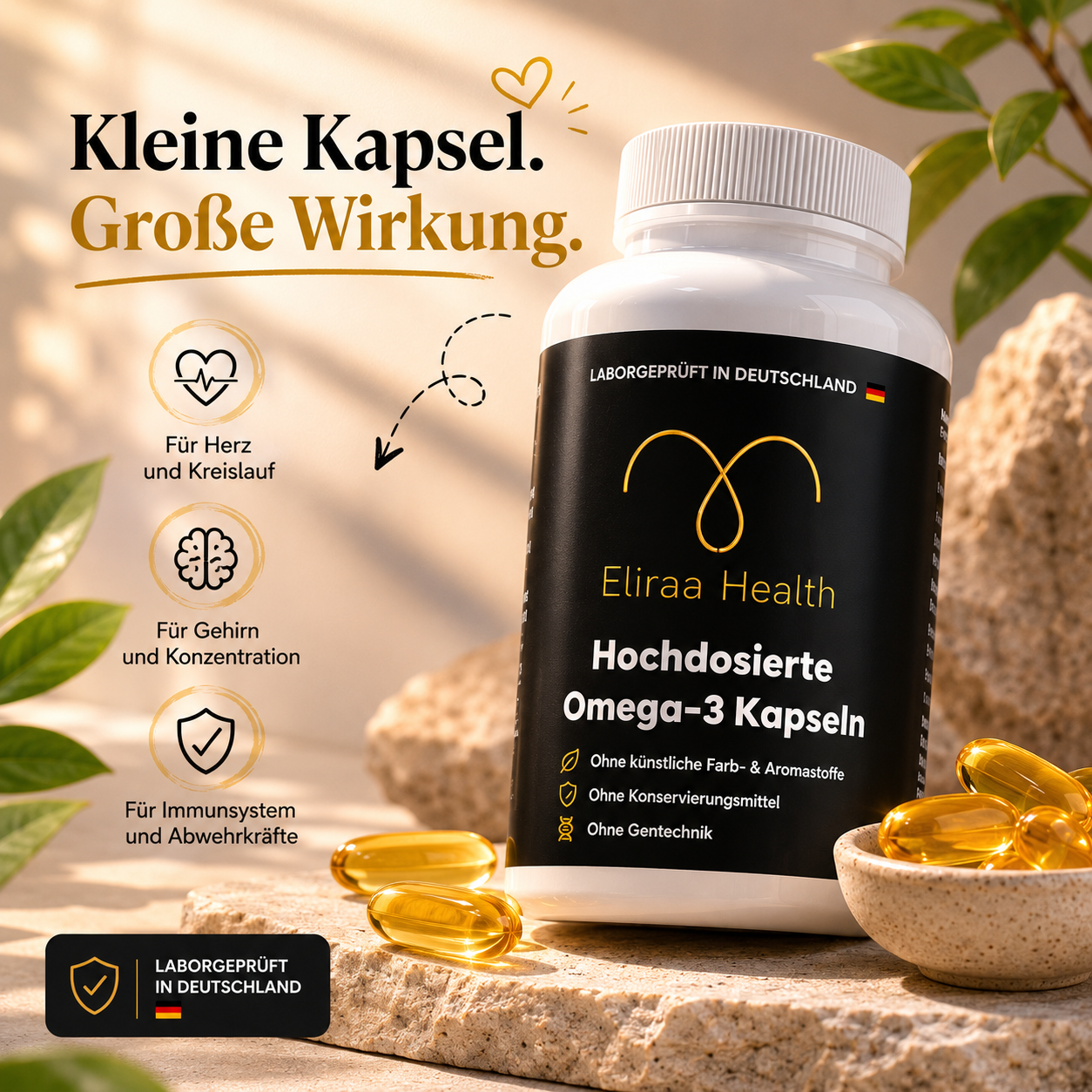 Hochdosierte Omega-3 (Halal Gelatine) - 120 Softgels