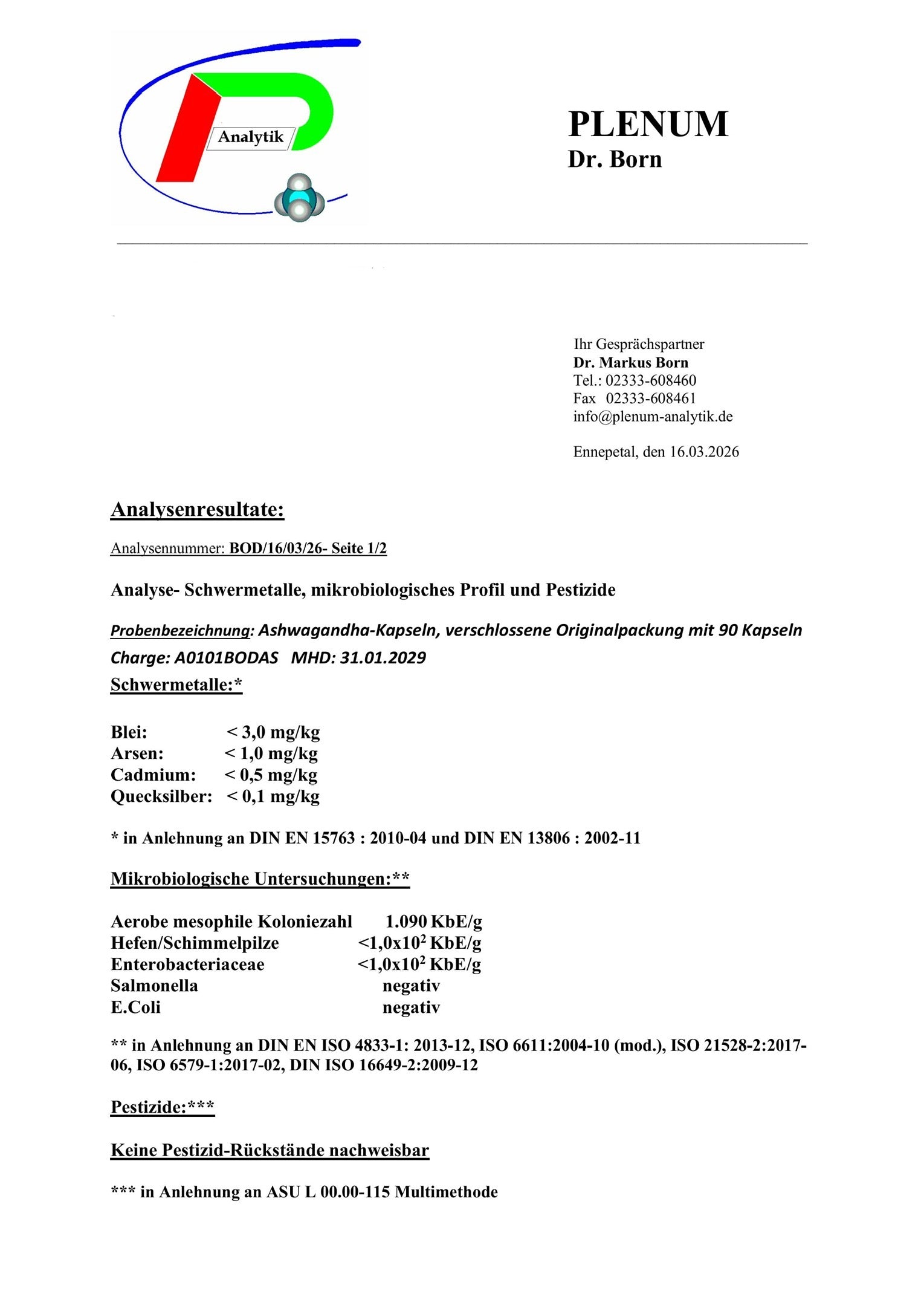 Hochdosierte Ashwagandha (10% Withanolide) - 90 vegane Kapseln