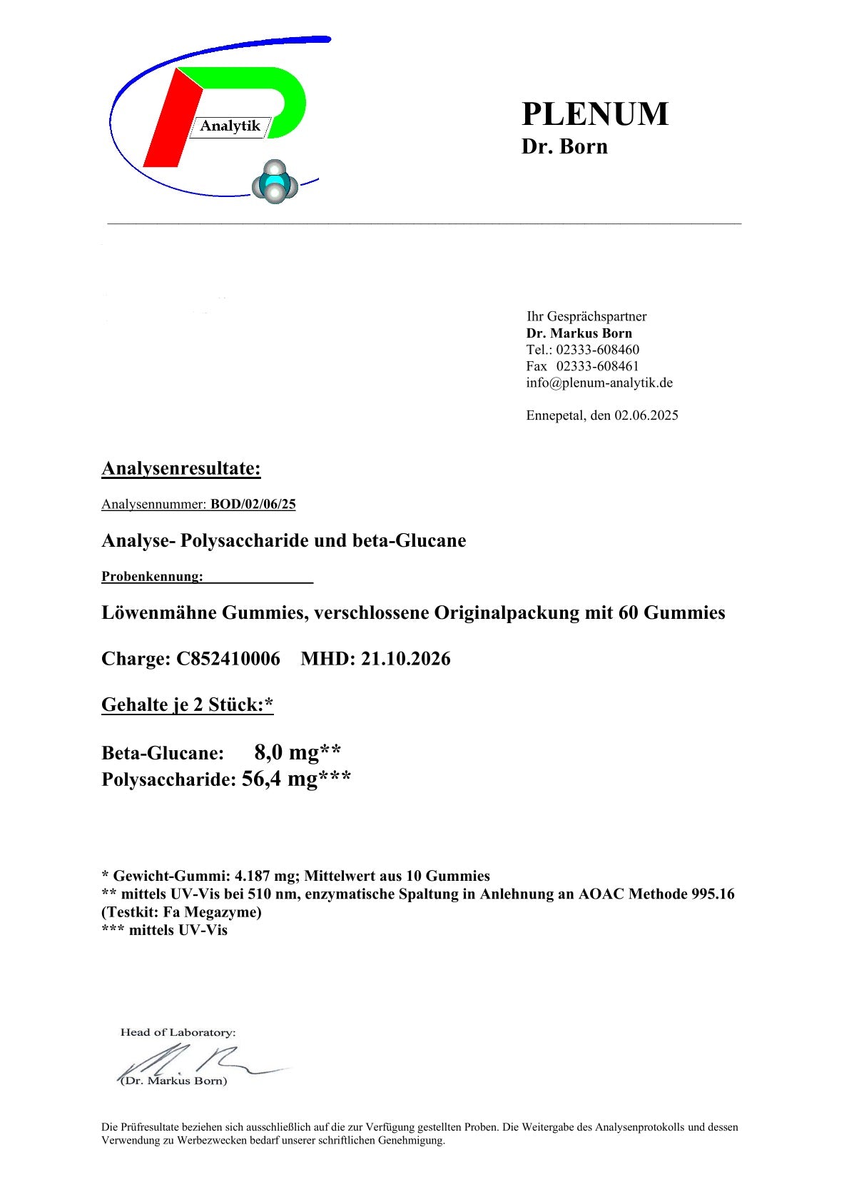 Löwenmähne + Vitamin B6 Gummies - 60 Stk.