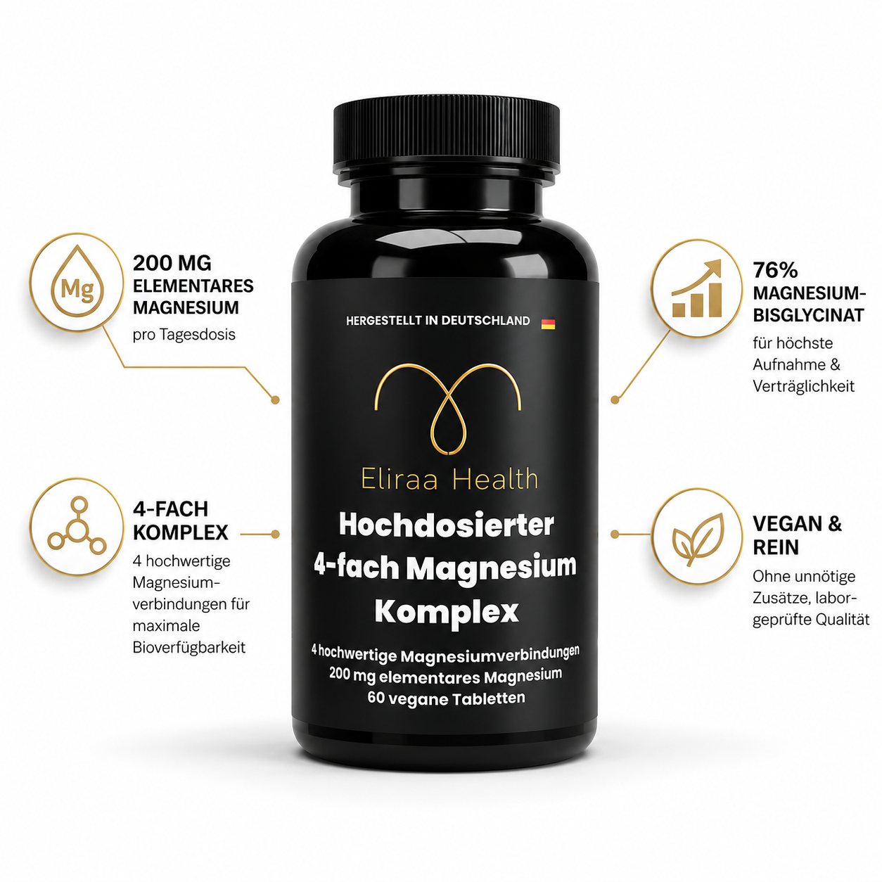 Magnesium 4fach Komplex - 60 vegane Tabletten