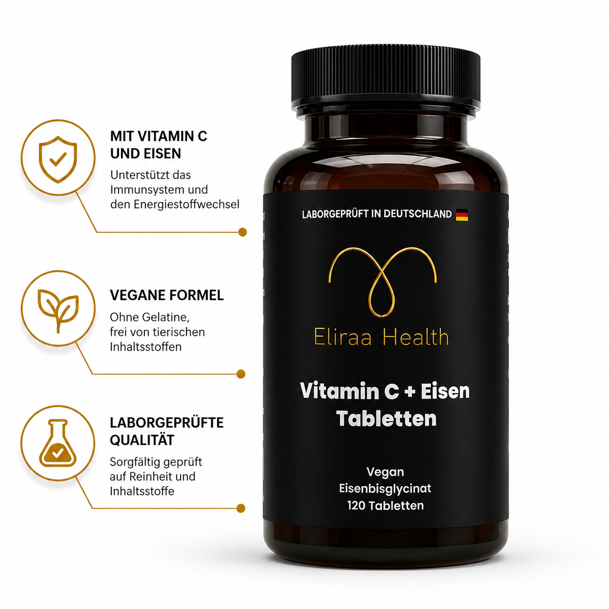 Eisen + Vitamin C - 120 vegane Tabletten