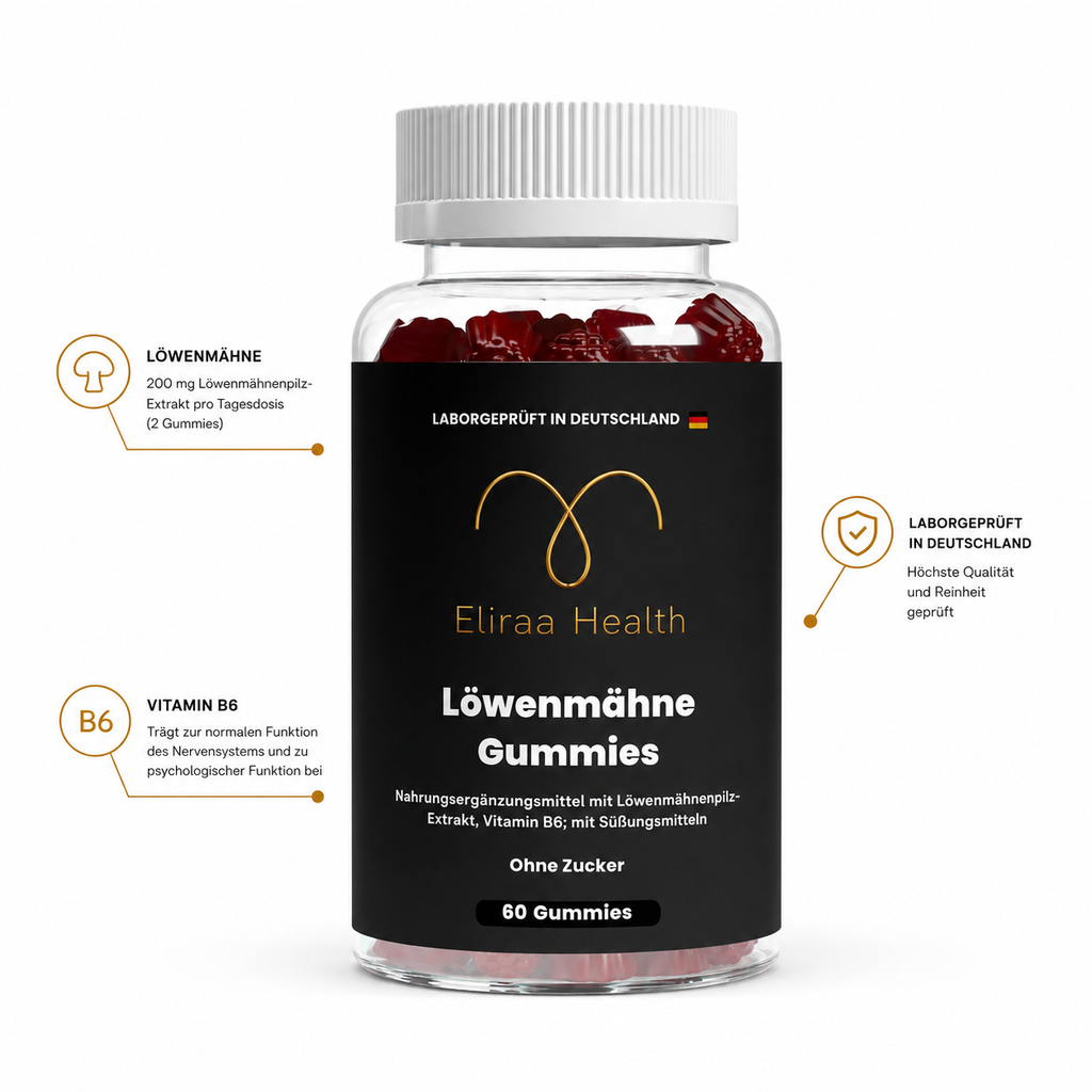 Löwenmähne + Vitamin B6 Gummies - 60 Stk.