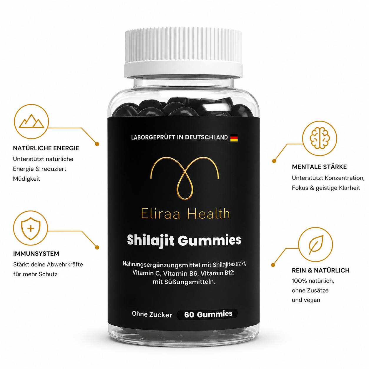 Shilajit Gummies + Vitamin C,B6, B12 - 60 Stk.