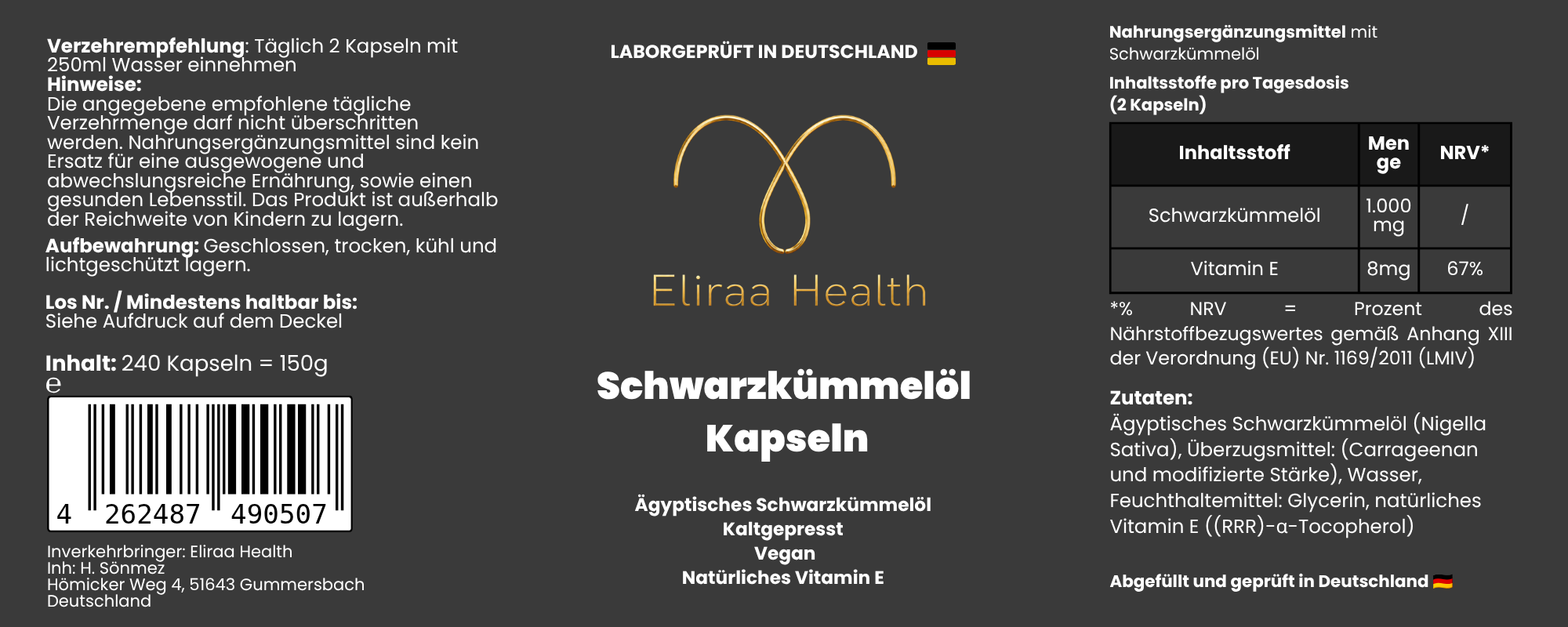 Ägyptisches Schwarzkümmelöl - 240 vegane Softgels