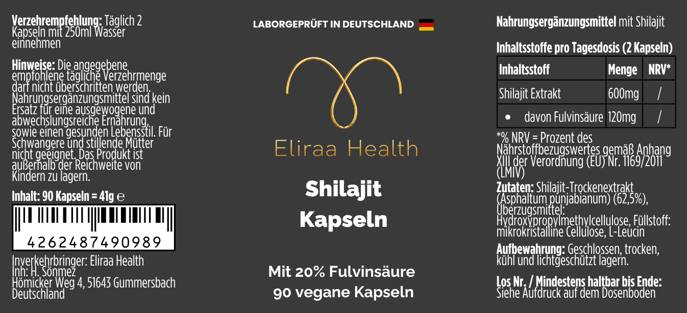 Shilajit (20% Fulvinsäure) - 90 vegane Kapseln