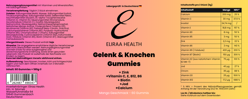 Gelenk & Knochen Gummies zuckerfrei - 60 Stk