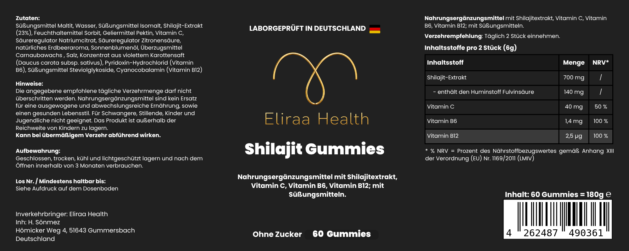 Shilajit Gummies + Vitamin C,B6, B12 - 60 Stk.